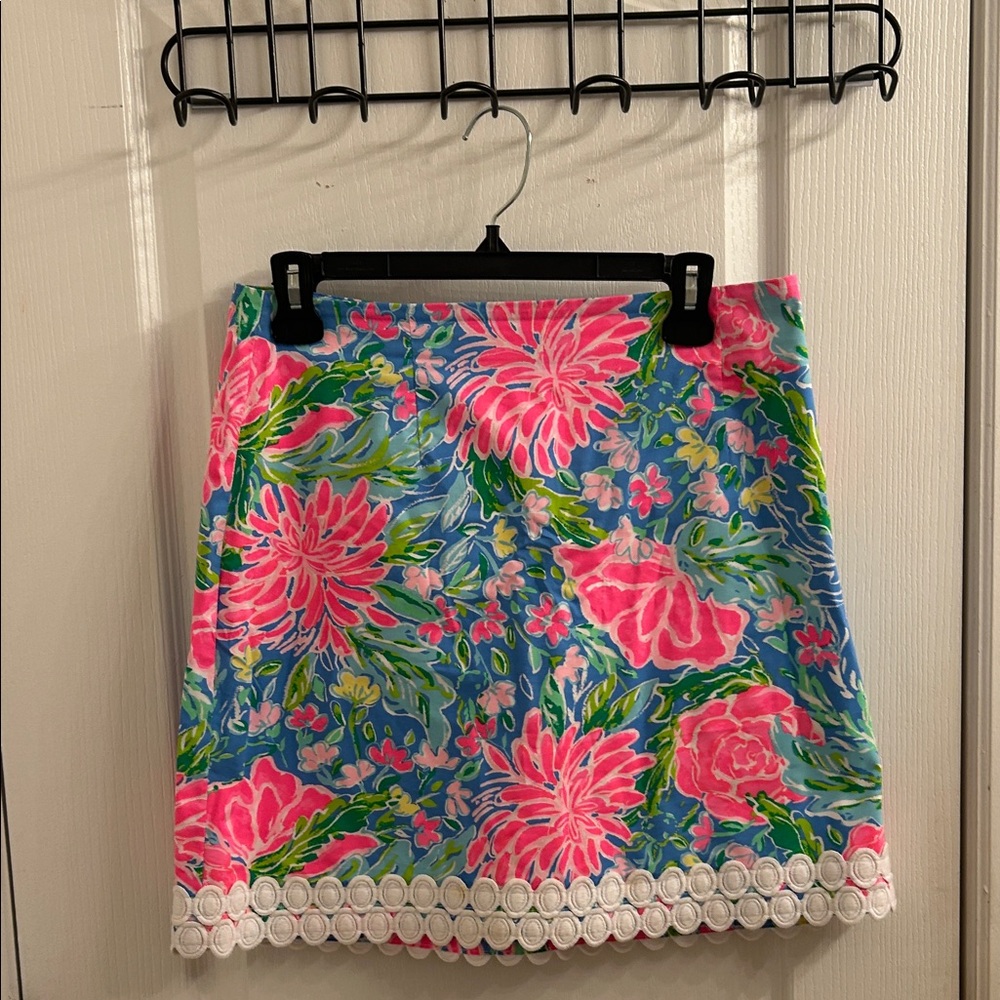 Lilly Pulitzer Vibrant Pink and Blue Floral Mini Skirt